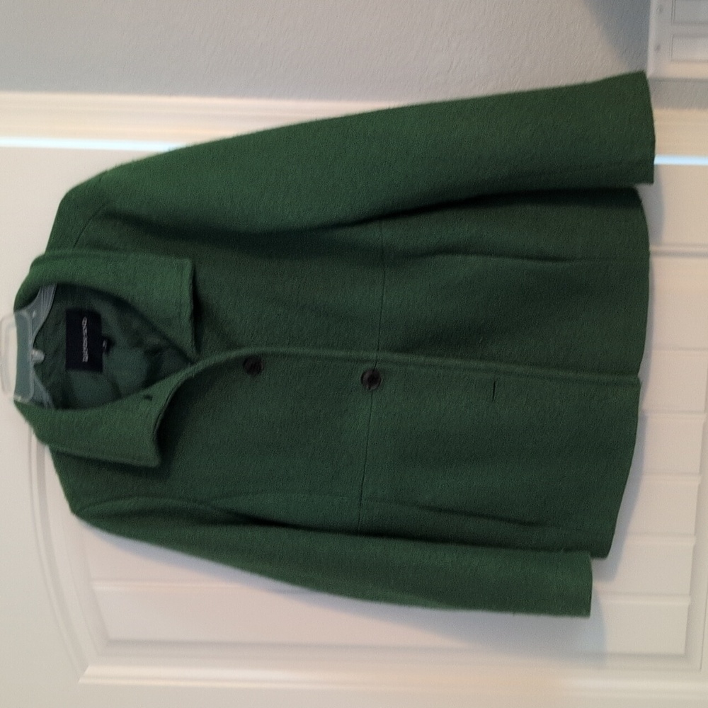 Green Lands End Boiled Wool Jacket/Pea Coat